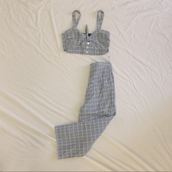 Lovers+Friends Gingham Set Pants & Tie Shirt NWOT - Picture 2 of 4